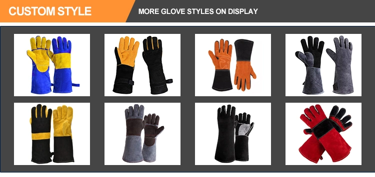 Yellow Hook Thick Cowhide Suede Leather Fire Cut Resistant Welding Gloves