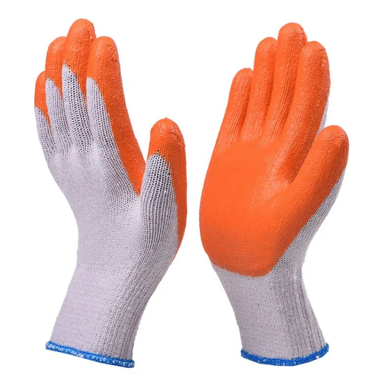 10 Gauge Wholesale Cheap Orange Latex Coated Guantes Knitted Cotton Hand Safety Working Gloves