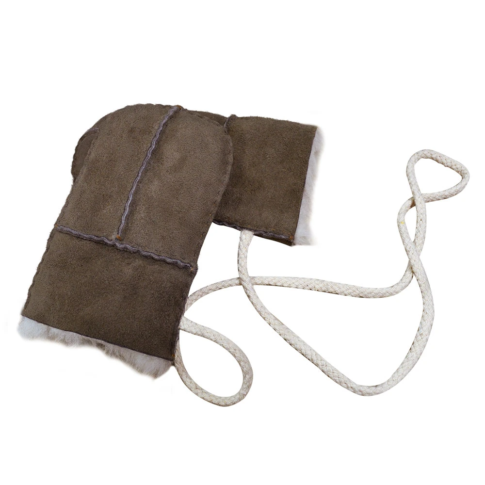 Kids Genuine Leather Mitten Wool Lining Sheepskin Thick Mitten for Kids