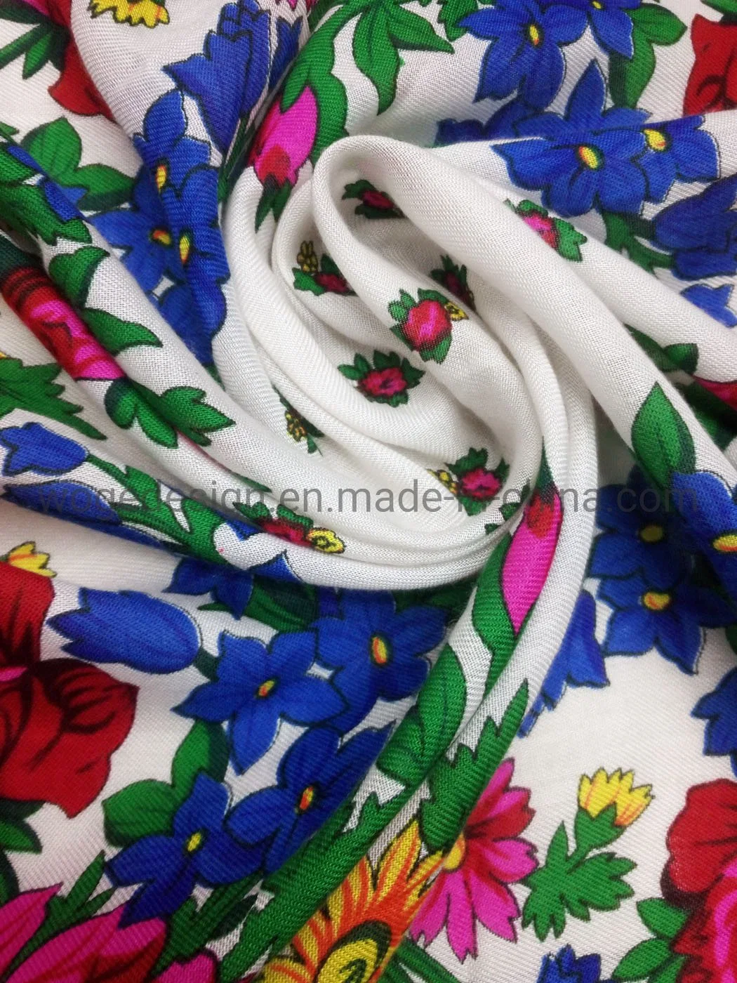 Tops Selling Woge Factory Unique Shawl Headwrap Headscarf Lady Cotton Feeling Acrylic Square Print Flower Scarf