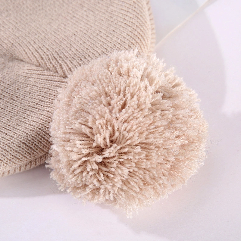 China Factory Solid Plain Acrylic Cap Winter Warm Beanie Hat with POM POM