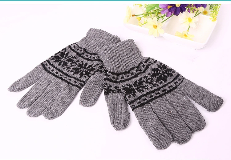 Promotional Cheap Xmas Christmas Snowflake Winter Magic Gloves Knit Jacquard Unisex