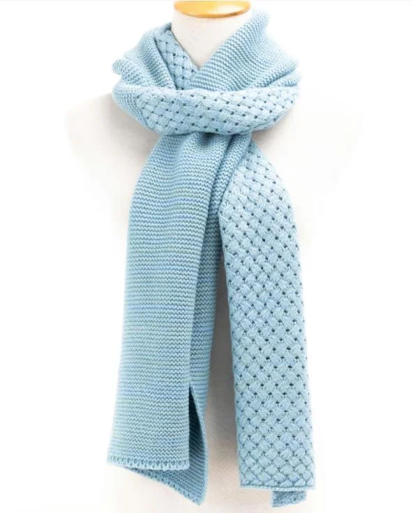 Factory Quality Sky Blue Special Knitting Soft Stretch Knitted Scarf