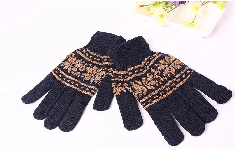 Promotional Cheap Xmas Christmas Snowflake Winter Magic Gloves Knit Jacquard Unisex