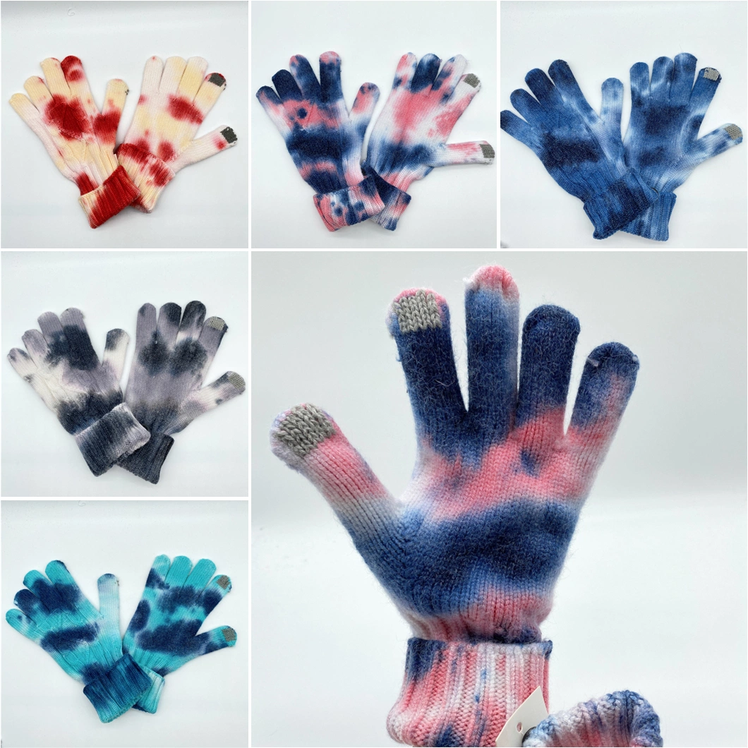 Custom Logo Winter Warm Thermal Children Kids Men Women Finger Acrylic Knitted Touch Screen Product Accessories Gloves