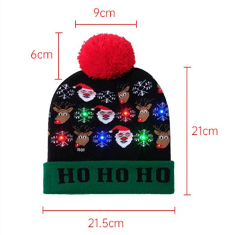 Christmas LED Light up Hat LED POM POM Hat with Gingerbread Man