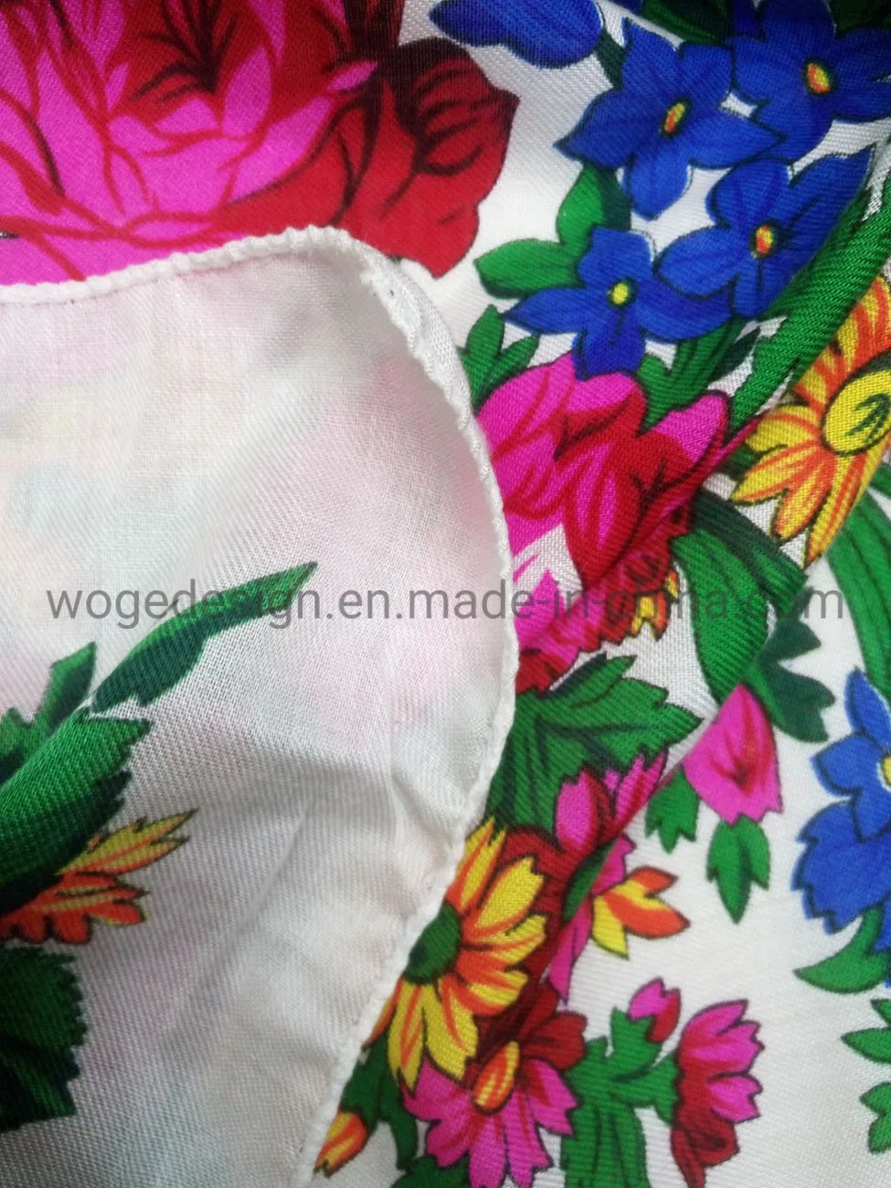 Tops Selling Woge Factory Unique Shawl Headwrap Headscarf Lady Cotton Feeling Acrylic Square Print Flower Scarf