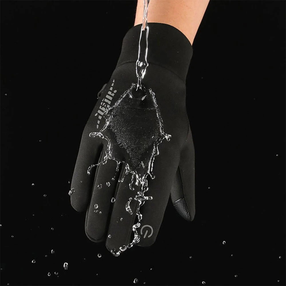 Winter Windproof and Waterproof Velvet Warm Sensitive Touch Screen Comfortable Warm Reflective Night Riding Safety Gloves