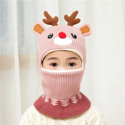 Winter Child Knitted Warm Hat and Fleece Lining Neck Warmer Scarf Set for Kids