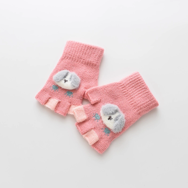 Children Boy and Girl Toddler Baby Cute Five-Finger Split Half-Finger Warm Gloves