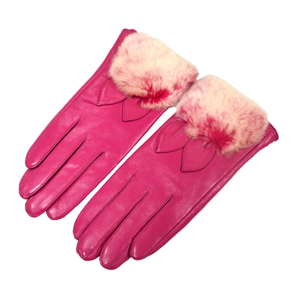 High Quality Customizable Colours Glove Daily Life Usage Sheepskin Gloves Pink Mittens Whole Leather