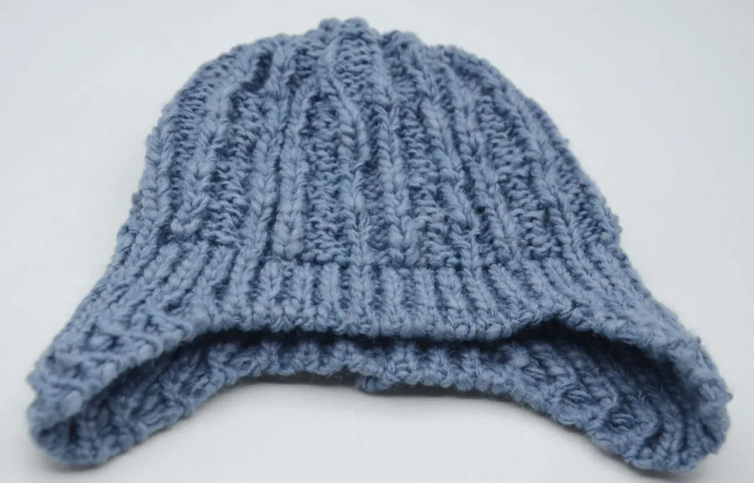 Warm Soft Blue and Multi Striped Children Knitted Hats BSCI Oeko Tex