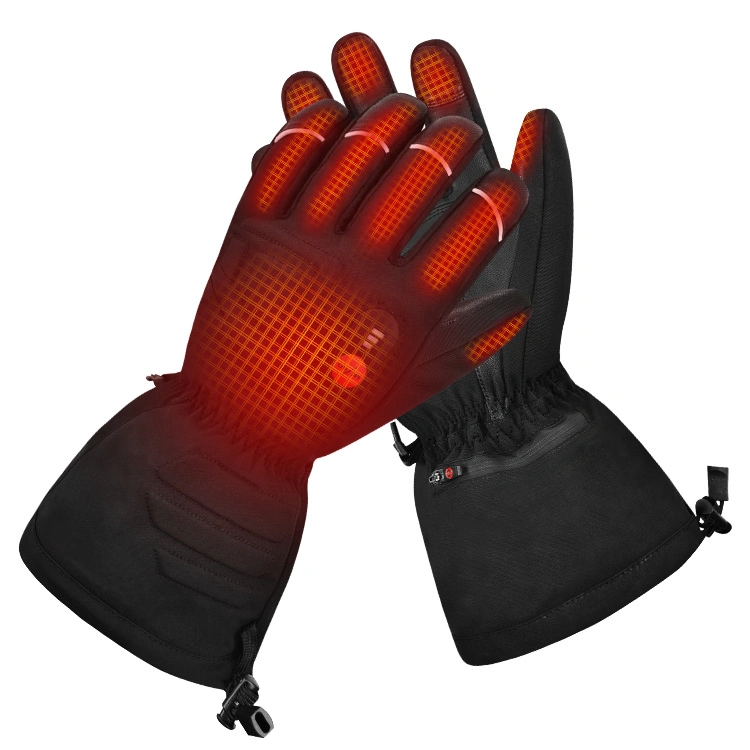 Hot Selling Outdoor Leather Thermal Smart Heating Black Winter Glove