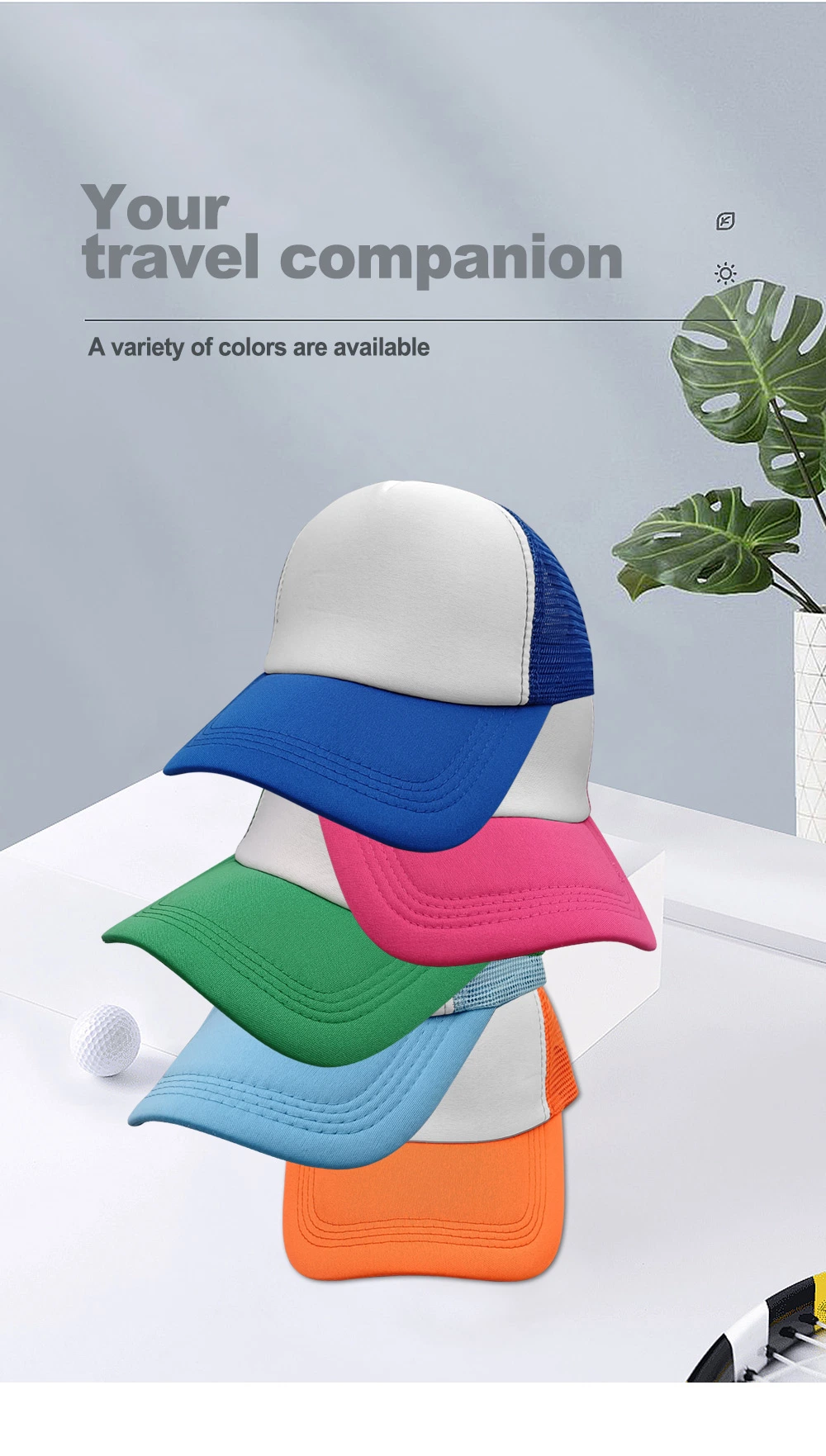 Wholesale Blue Sublimation Printing Baseball Polyester Cap/Hat