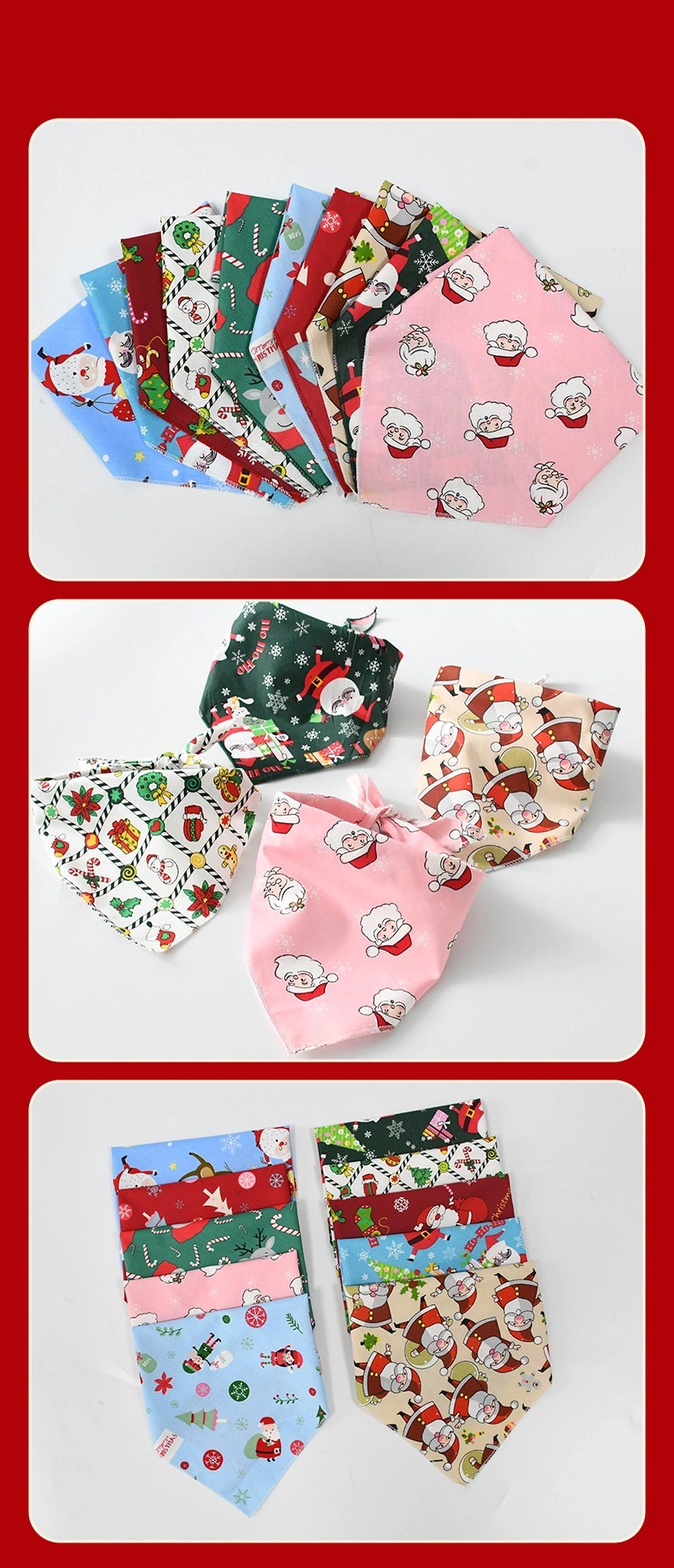 Customized Digital Printing Festive Christmas Collar Scarf for Dogs and Cats