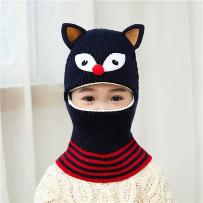 Winter Child Knitted Warm Hat and Fleece Lining Neck Warmer Scarf Set for Kids