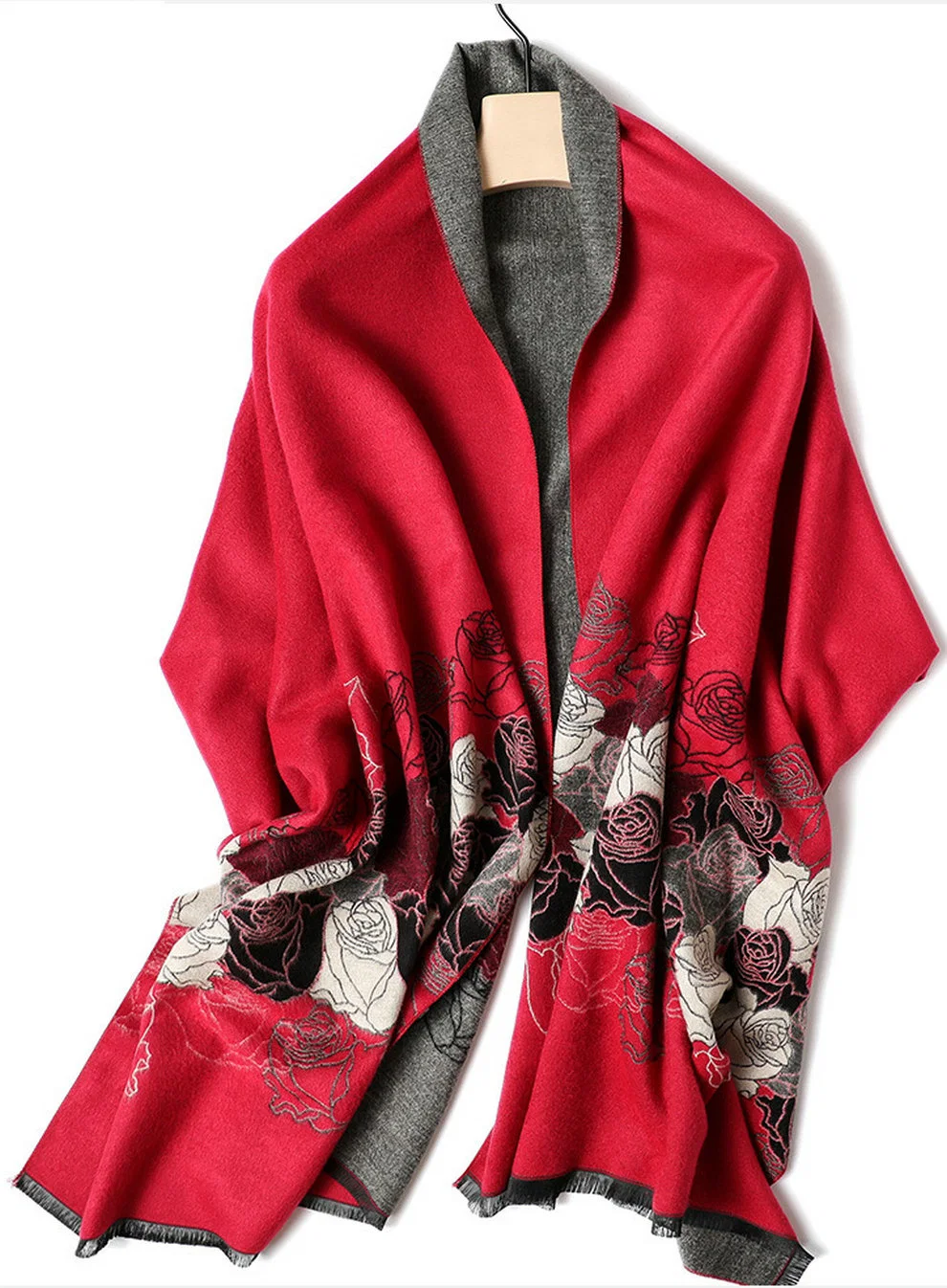 Facotory Wool Cashmere Fashion embroidery Cotton Scarf