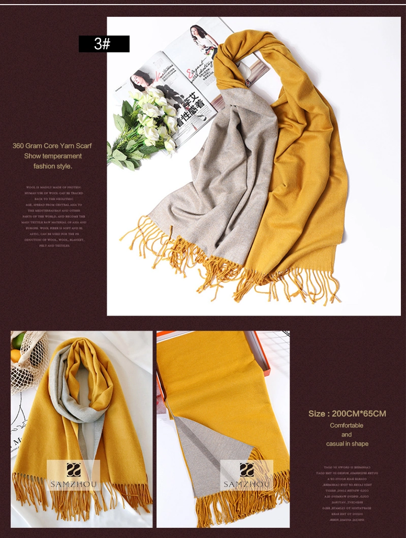 Winter Core Spun Yarn Scarf Two Tone Colour Fashion Shawl