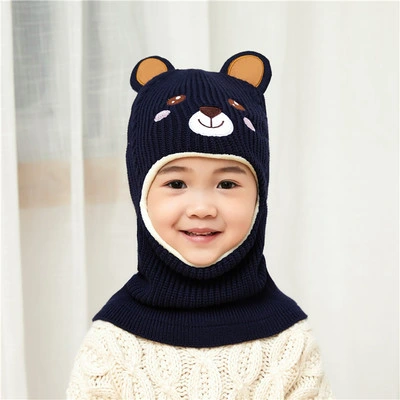 Winter Child Knitted Warm Hat and Fleece Lining Neck Warmer Scarf Set for Kids