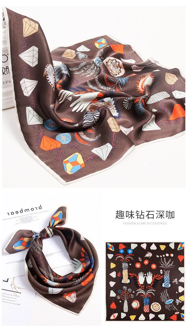 Wholesale 100% Mulberry Silk Satin Square Scarf for Fashion Ladies