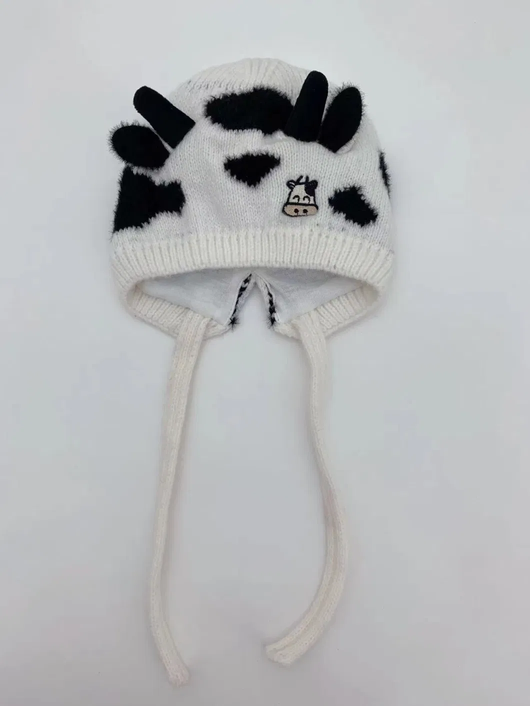 Children Winter Fashion Warm Jacquard Embroidery Cow Beanie Hat Cap