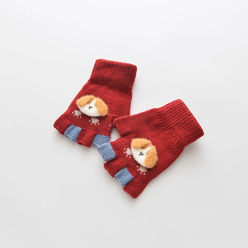 Children Boy and Girl Toddler Baby Cute Five-Finger Split Half-Finger Warm Gloves