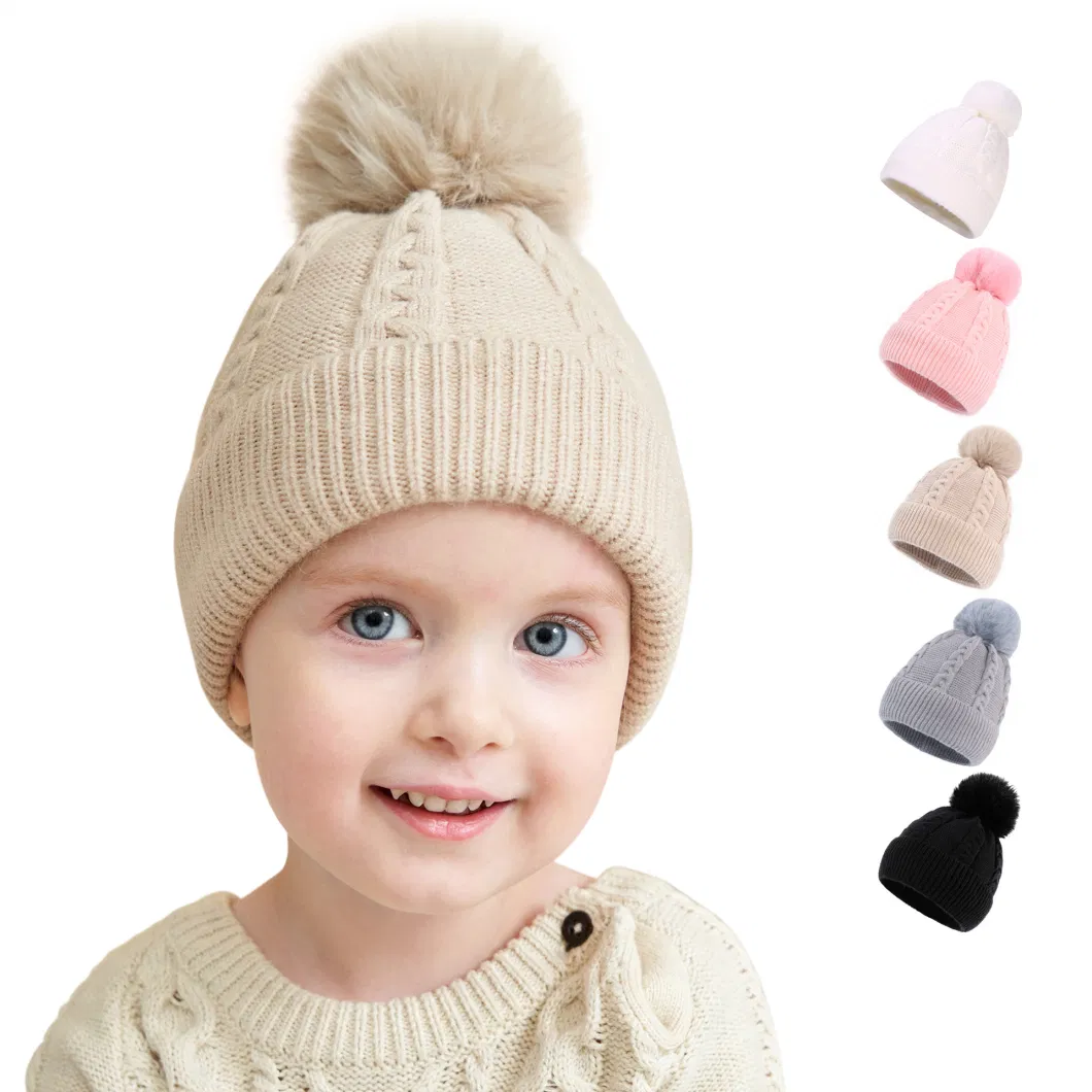 Custom Winter Warm Solid Color Hats Girls Boys Baby Knitted Hats