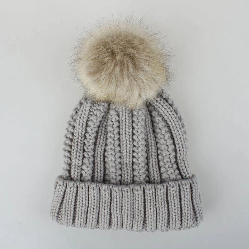 High Quality Black Plain POM POM Women Beanie Winter Hats