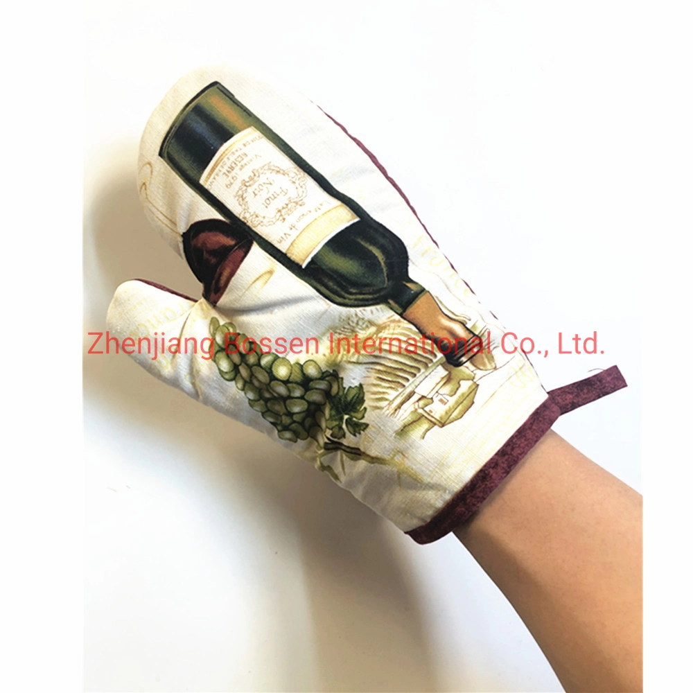 OEM Custom Print Polyester Cotton Oven Mitts Glove Oven Mitten