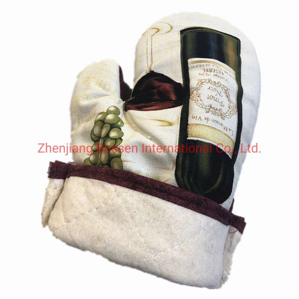 OEM Custom Print Polyester Cotton Oven Mitts Glove Oven Mitten