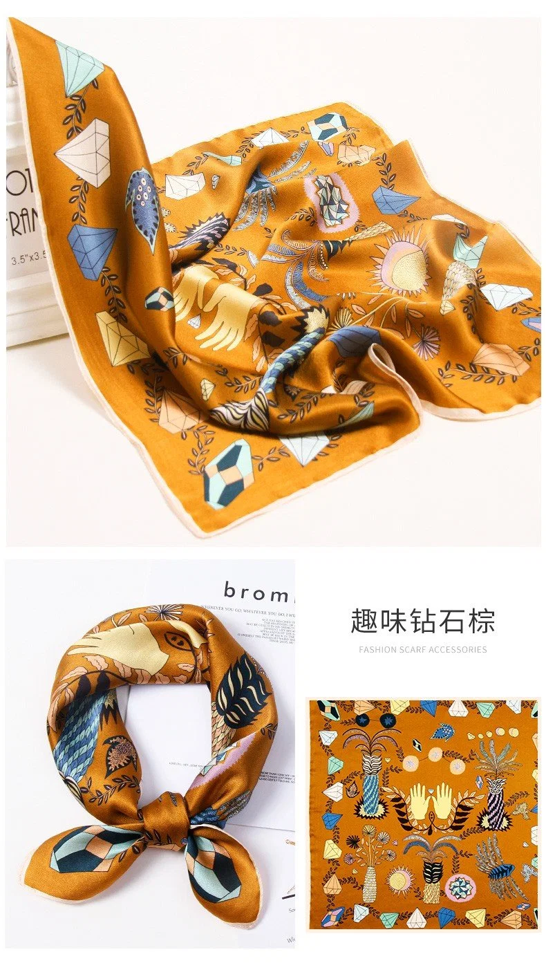 Wholesale 100% Mulberry Silk Satin Square Scarf for Fashion Ladies