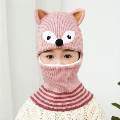 Winter Child Knitted Warm Hat and Fleece Lining Neck Warmer Scarf Set for Kids