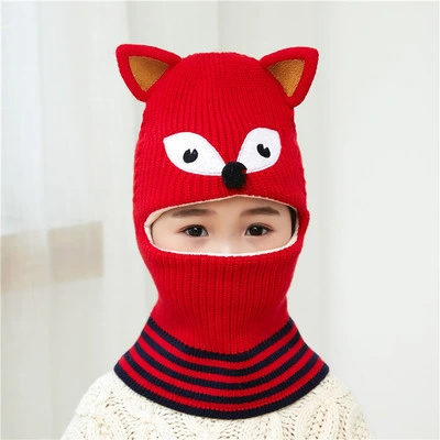 Winter Child Knitted Warm Hat and Fleece Lining Neck Warmer Scarf Set for Kids