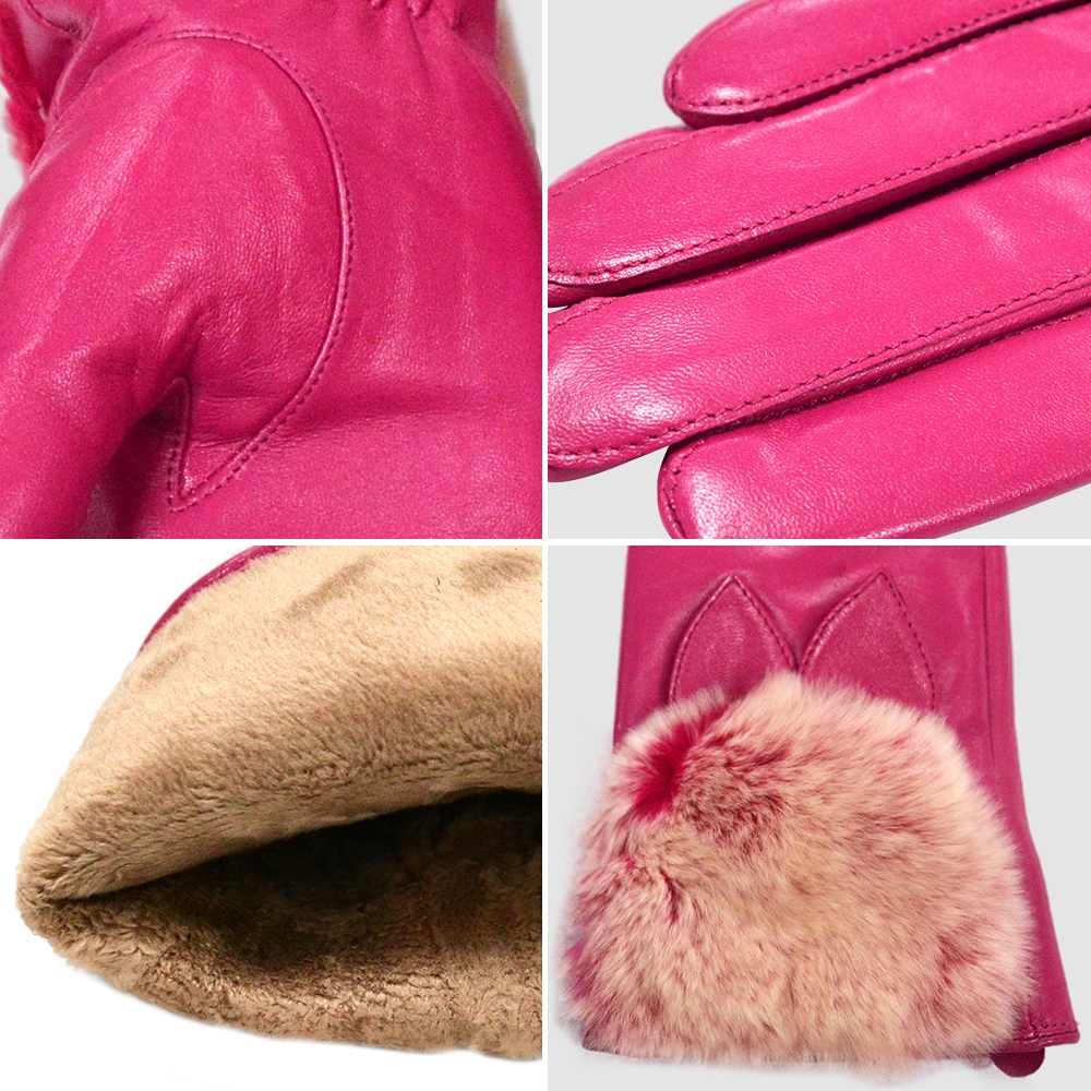 High Quality Customizable Colours Glove Daily Life Usage Sheepskin Gloves Pink Mittens Whole Leather