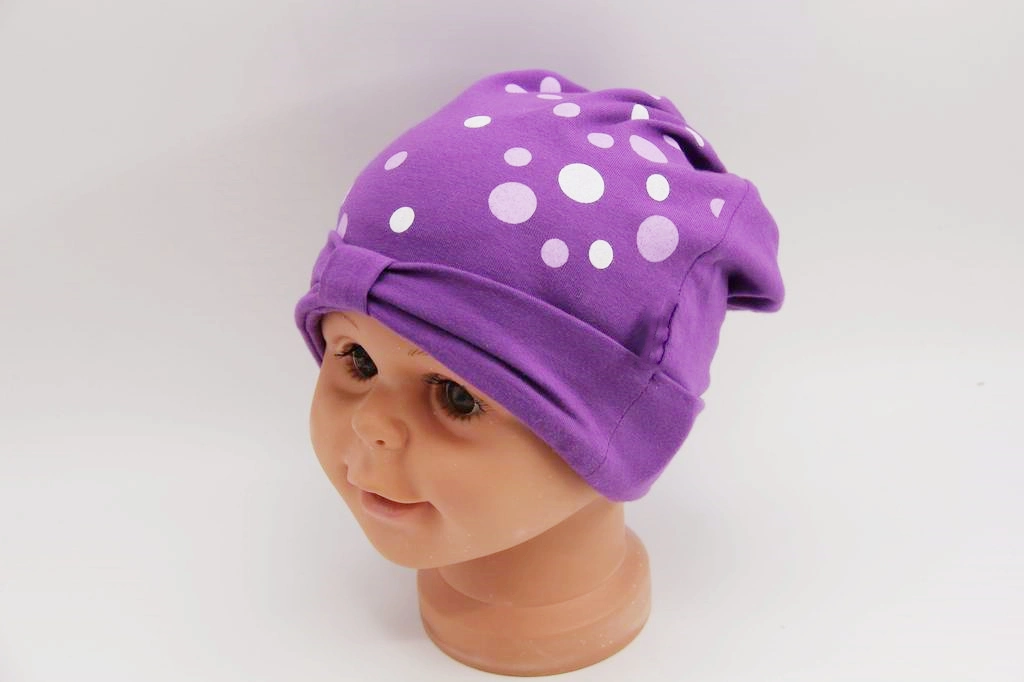 Cotton Jersey Fabric Child Summer Hat with DOT Print and Bow