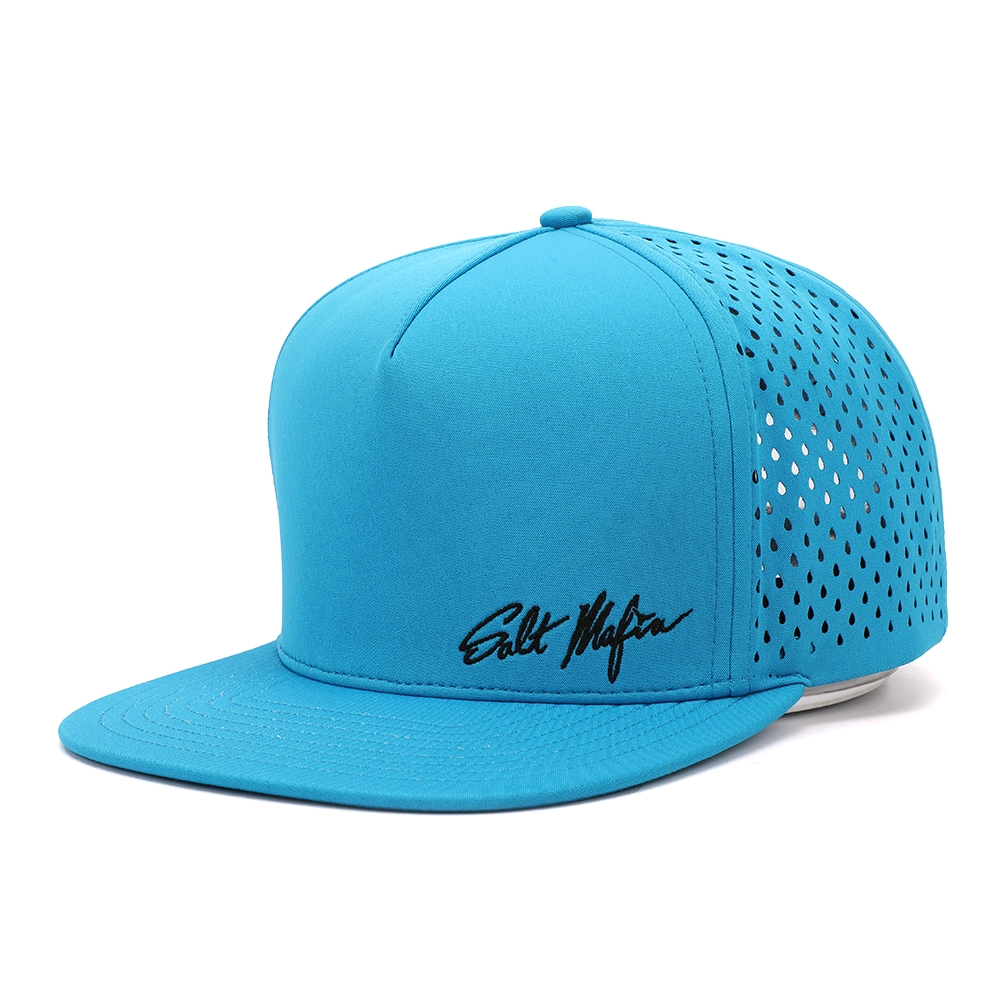 Custom High Quality 5-Panel Laser-Cut Perforated Cap Sports Hip Hop Snapback Hat