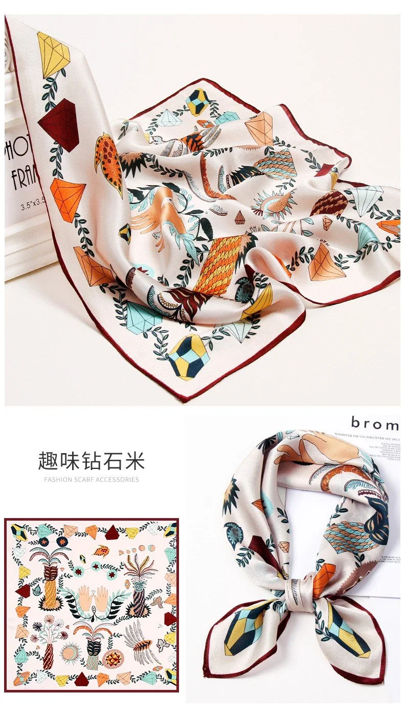 Wholesale 100% Mulberry Silk Satin Square Scarf for Fashion Ladies