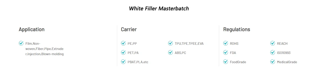 Plastic Fillers Antibacterial White Masterbatch for Pipes Films