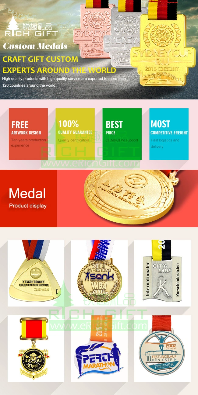 Customized Silver Medal with Color and Ribbon