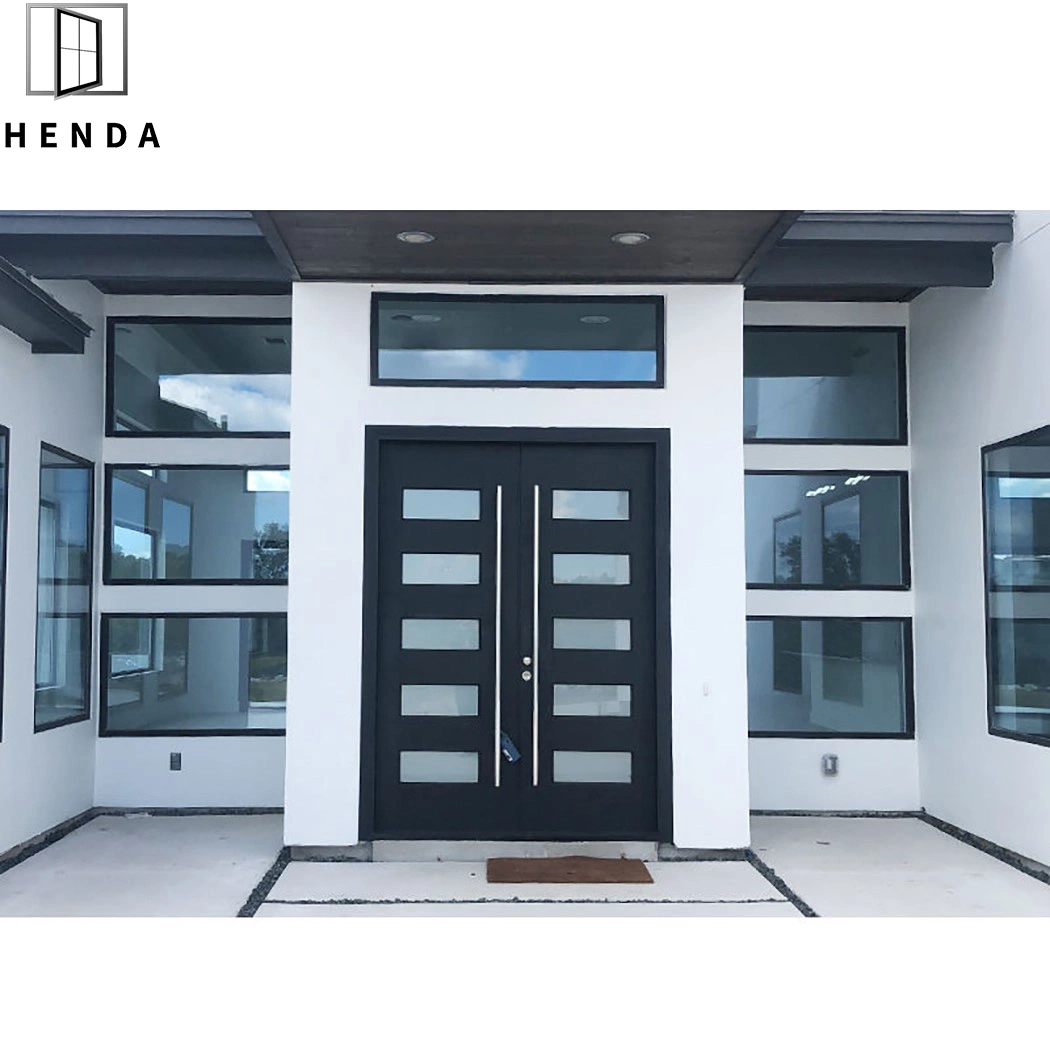 Wholesale Price Aluminium Modern Design Main Iron Double Single Gate Entrance Glass Security Front Metal Interior Exterior New Pivot Steel Door