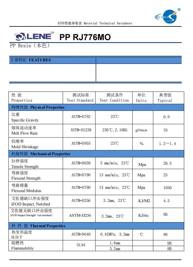 Engineering Plastic Mineral Filled PP Polypropylene Raw Material Soft PP