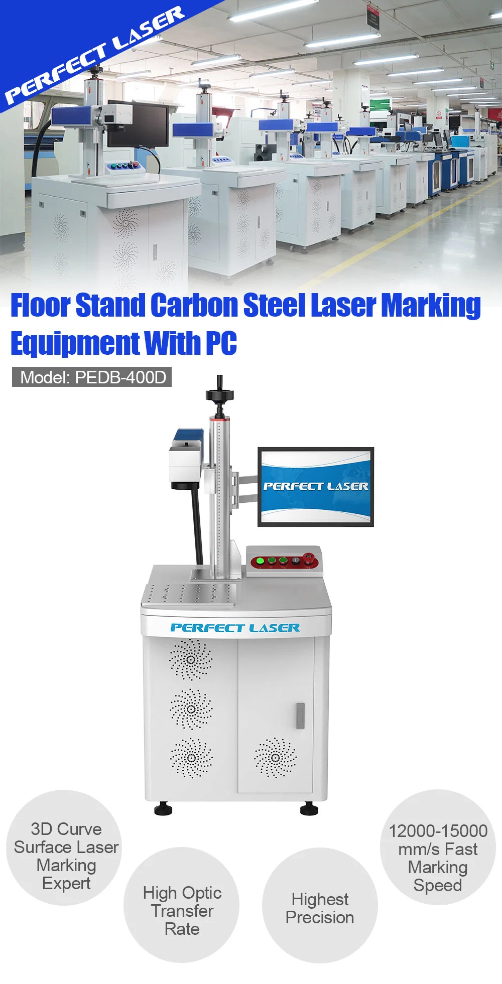 Perfect Laser-20W 30W 50W 100 Watts Metal Stainless Steel Brass Ipg Raycus Max Jpt Mopa Wuhan Fiber CNC Laser Marker Engraving Marking Etching Machines Price