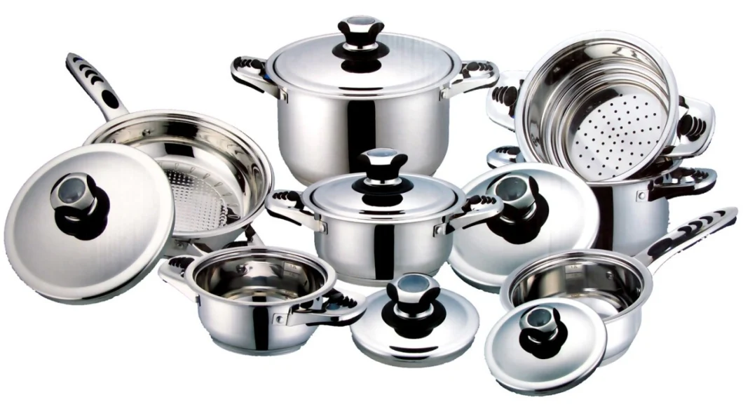 Kitchen 12PCS Wide Rim Stainless Steel Cookware Set with Accessories Seleted, Cooking Pots with Steel Lid, Kitchenware with Casseroles and Non Stick Fry Pans