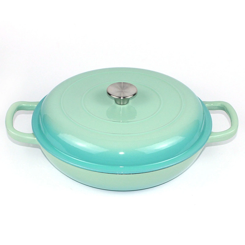 New Design Enameled Large Shallow Cookware Cast Iron Cooking Pot