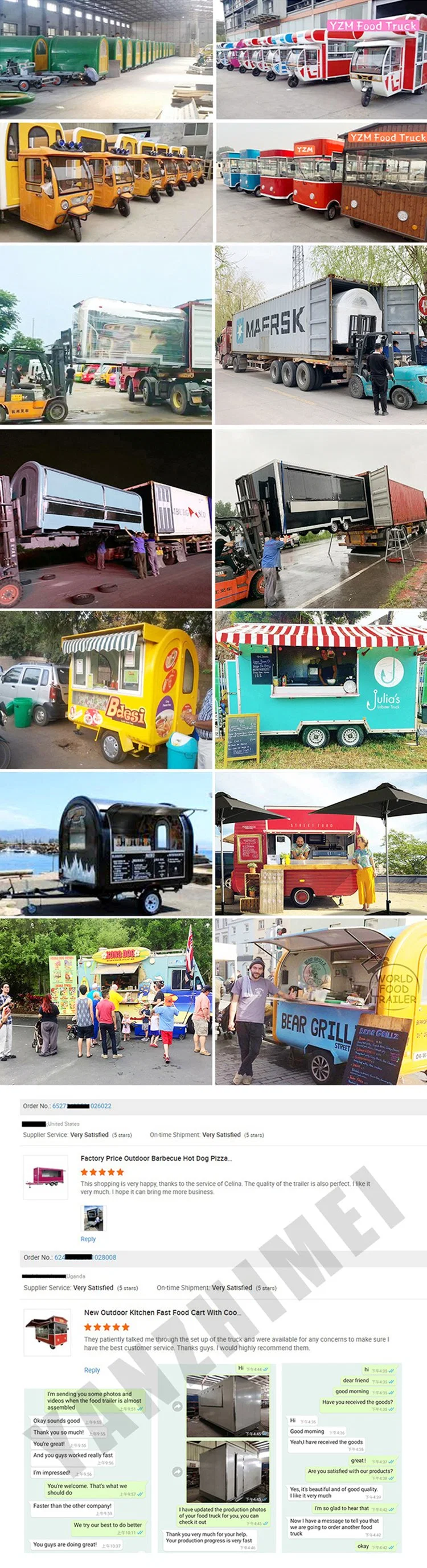 Mobile Gasoline Food Truck Street Pizza Food Cart for Fried Chicken Beer Snack Van