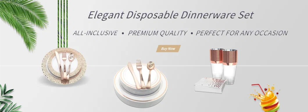 Best Price Wholesale Gold Disposable Plastic Tableware Set for Wedding