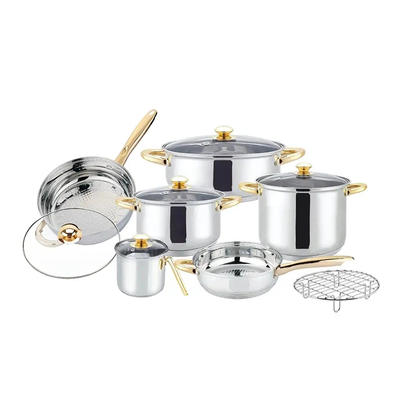 14 PCS Stainless Steel Nonstick Pots and Pans Camping Cooking Kitchen Cookware Set