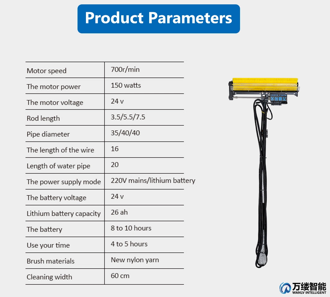 Dual-Used Version Electric Rolling Brush Solar Clean Tools for Fruit Vegetable Glass Washing Photovoltaic Plants Cleaning