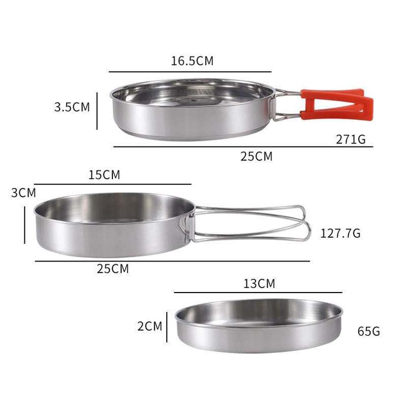 Outdoor Stainless Steel Cookware Sets 20 Piece Cooking Pots and Pans for Travelling Picnic Camping