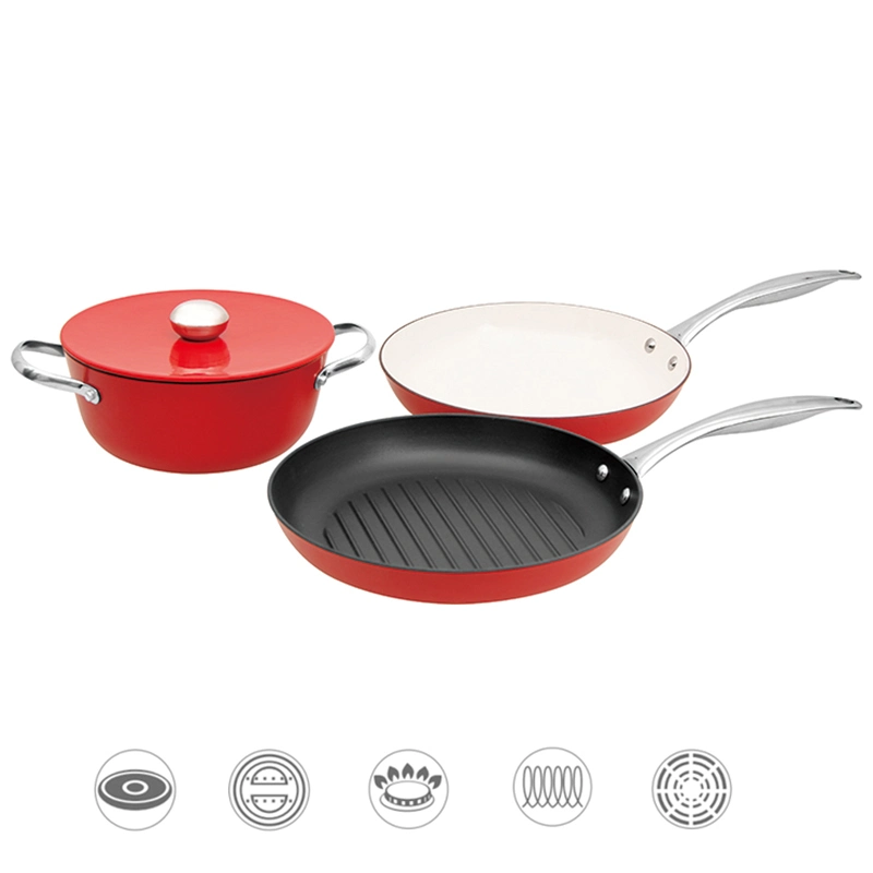 4PCS Lightweight Cast Iron Cookware Set 28cm Enamel Coating Cast Iron Cookware Casserole Cooking Pot